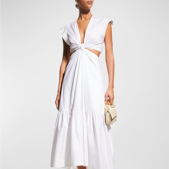 NWOT A.L.C. White Deep V Puff Sleeve Dress - Picture 2 of 3